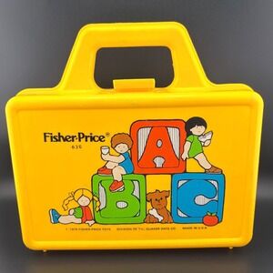 Fisher-Price Vintage 1979 ABC Lunch Box Yellow Retro Kidcore 70s Storage Case